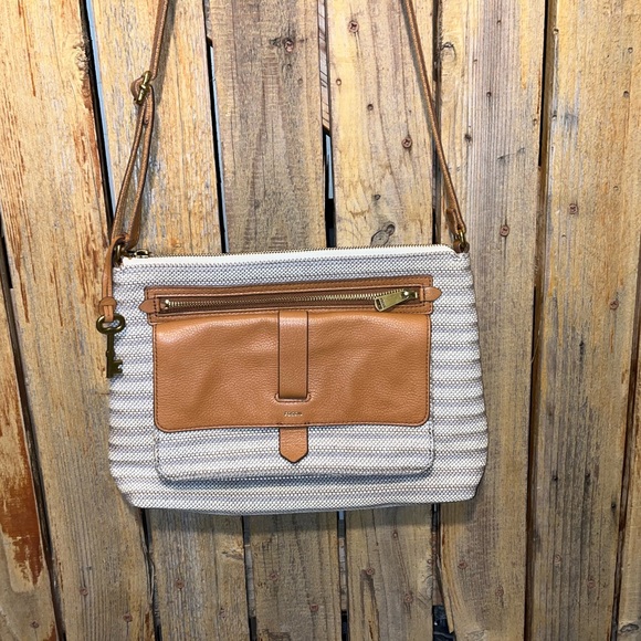 Fossil Canvas Bag with With Leather Trim - Picture 2 of 12